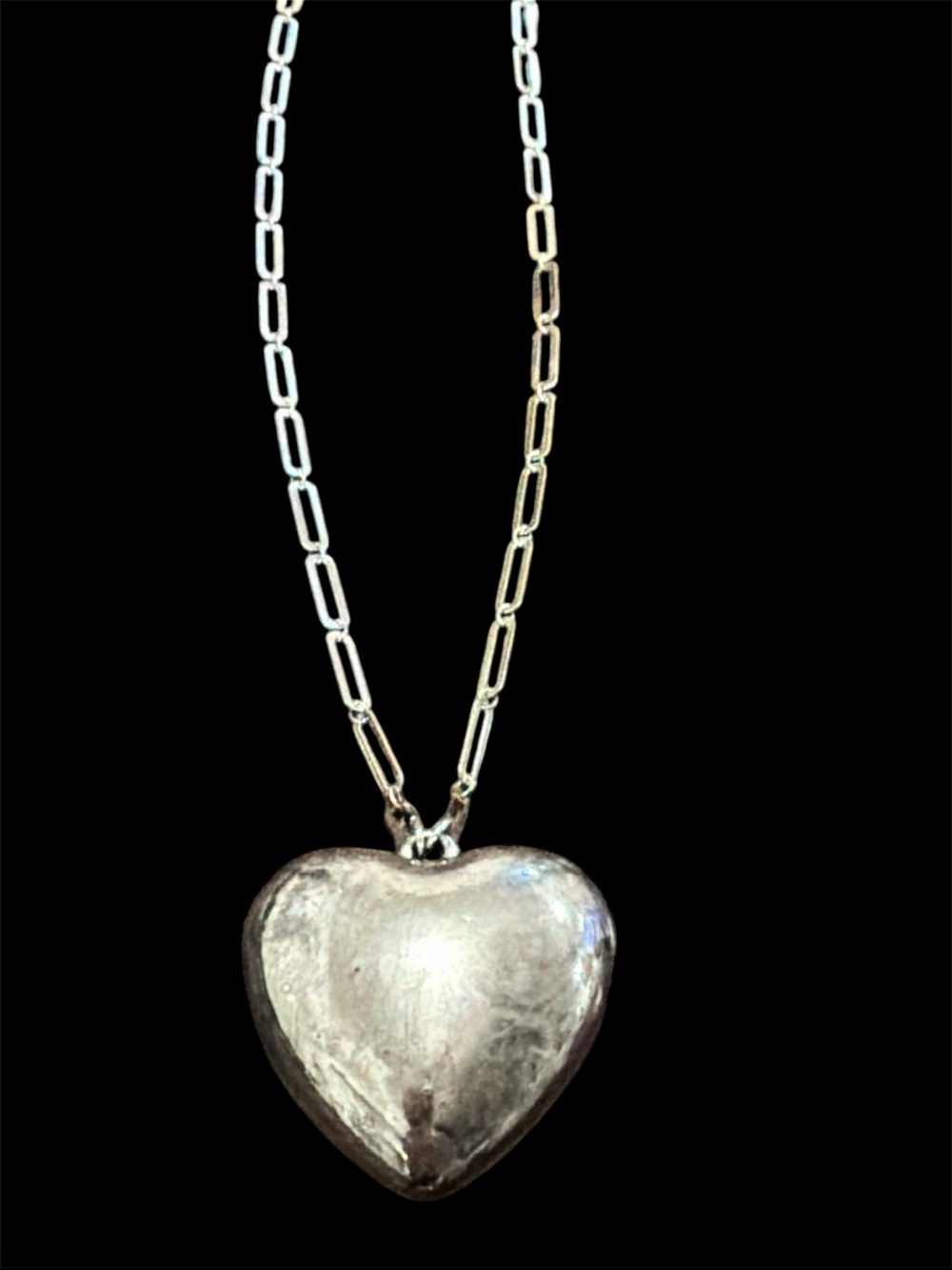 Free People Silver Heart Necklace NWT Chunky Pendant Trendy Jewelry